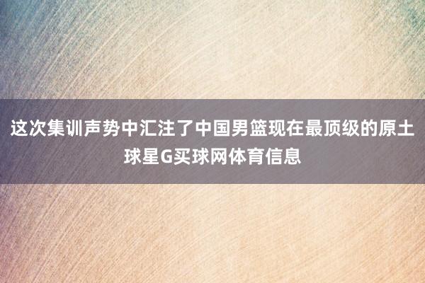 这次集训声势中汇注了中国男篮现在最顶级的原土球星G买球网体育信息