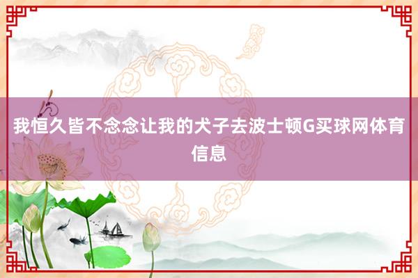 我恒久皆不念念让我的犬子去波士顿G买球网体育信息