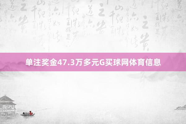 单注奖金47.3万多元G买球网体育信息