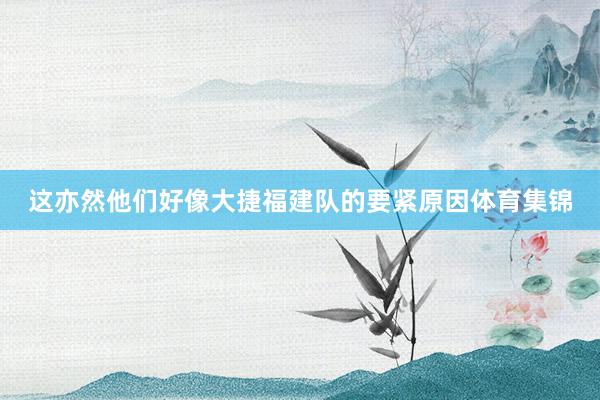 这亦然他们好像大捷福建队的要紧原因体育集锦