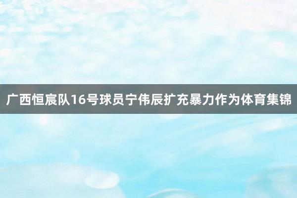 广西恒宸队16号球员宁伟辰扩充暴力作为体育集锦