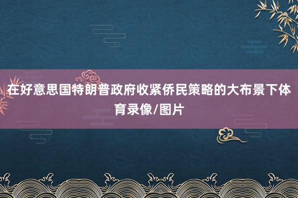 在好意思国特朗普政府收紧侨民策略的大布景下体育录像/图片