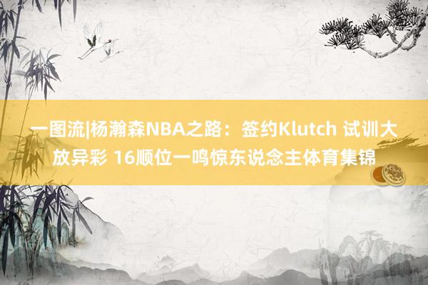 一图流|杨瀚森NBA之路：签约Klutch 试训大放异彩 16顺位一鸣惊东说念主体育集锦